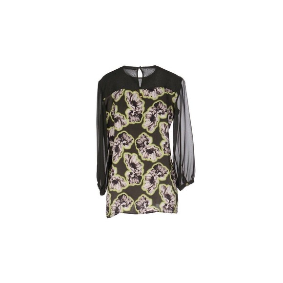 Blugirl Folies Silk Women Blouse SZ 8 Green Floral Sheer Long Sleeves Top Italy - Picture 5 of 16